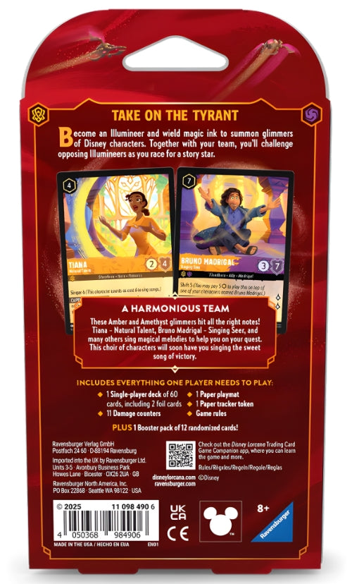 Disney Lorcana - Set 8 - Reign of Jafar: Tiana & Bruno (Amber & Amethyst) Single-Player Deck