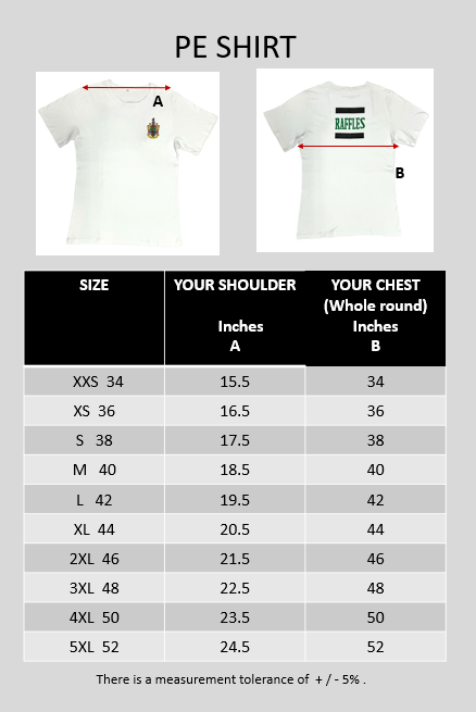 Raffles Institution Year 1-6 PE T-shirt (White)