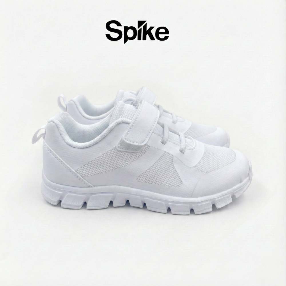 Spike White athletic shoes with a visible brand logo on a white background