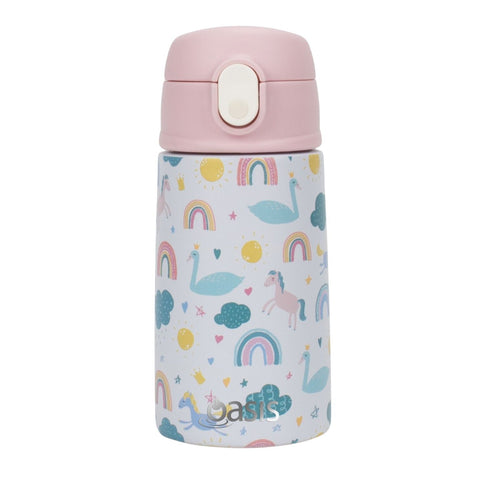 Oasis Kids Water Bottle with Sipper Silicone Straw 400ML (Dreamy Unicorns)