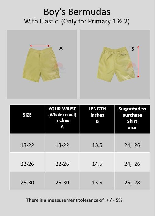 PCPS Boy's Shorts with Elastic (P1 & P2 Only)